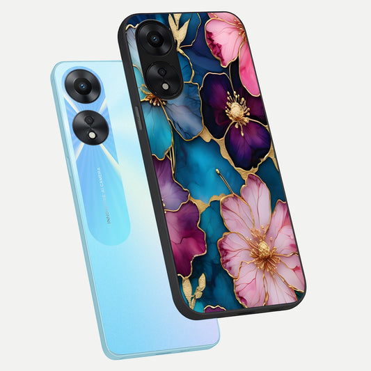  Sparkle Floral phone case For Oppo A78 5G showing premium glass back cover with detailed artwork