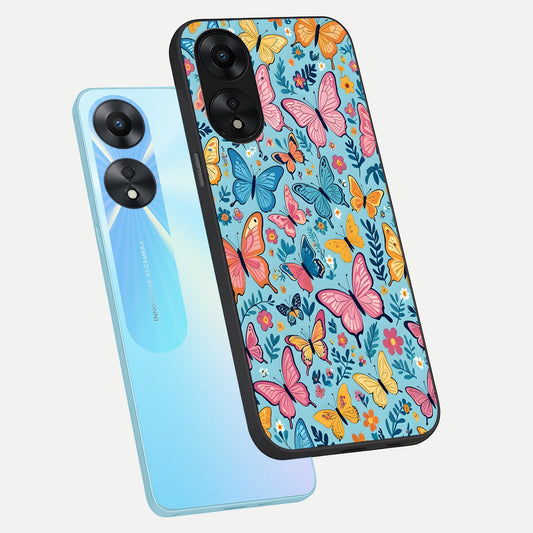  Spring Wing Garden phone case For Oppo A78 5G showing premium glass back cover with detailed artwork