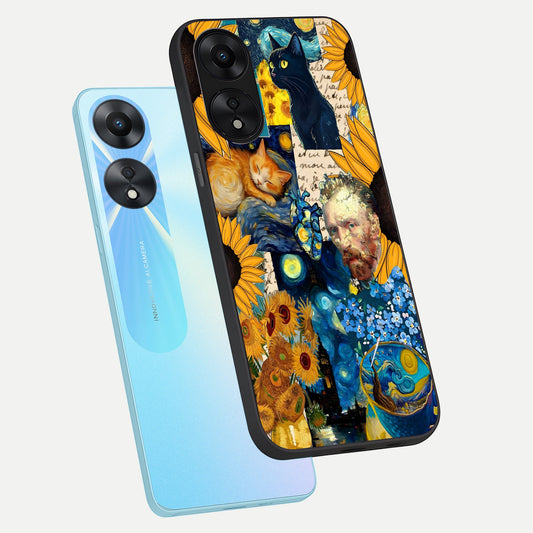  Sunflower Chic Mood Custom Name phone case For Oppo A78 5G showing premium glass back cover with detailed artwork