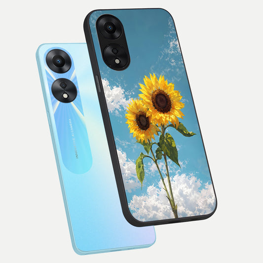  Sunlit Daisy Glow phone case For Oppo A78 5G showing premium glass back cover with detailed artwork