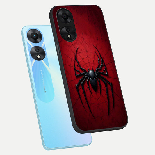  Superhero Web Emblem phone case For Oppo A78 5G showing premium glass back cover with detailed artwork