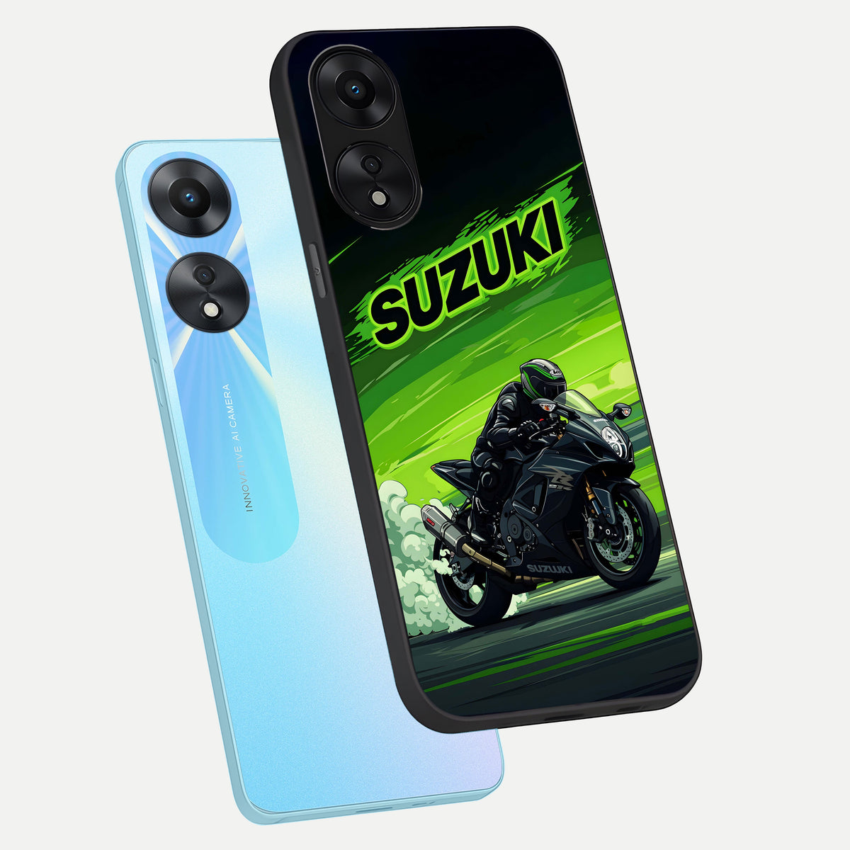  Suzuki Speed Beast phone case For Oppo A78 5G showing premium glass back cover with detailed artwork
