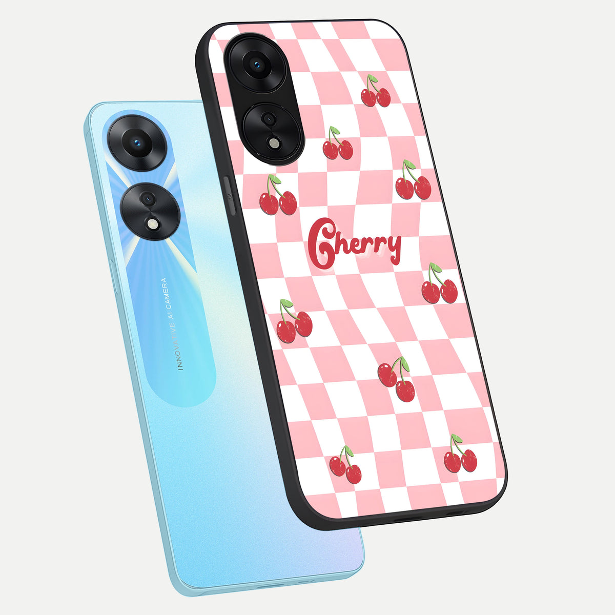  Sweet Cherry Vibes phone case For Oppo A78 5G showing premium glass back cover with detailed artwork
