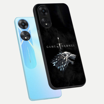  Throne Wolf Legacy phone case For Oppo A78 5G showing premium glass back cover with detailed artwork