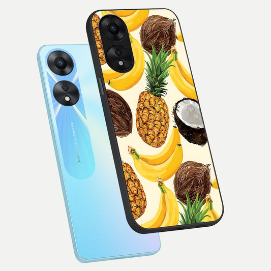  Tropical Fruit Mood phone case For Oppo A78 5G showing premium glass back cover with detailed artwork