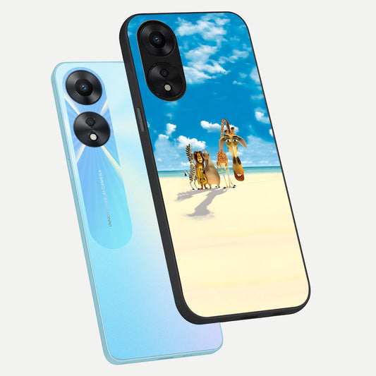  Tropical Fun Squad phone case For Oppo A78 5G showing premium glass back cover with detailed artwork