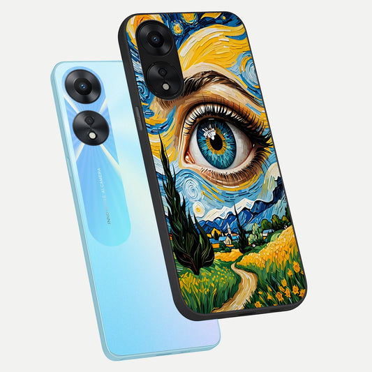  Van Gogh Eye phone case For Oppo A78 5G showing premium glass back cover with detailed artwork