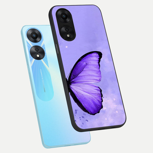  Violet Dream Wing phone case For Oppo A78 5G showing premium glass back cover with detailed artwork