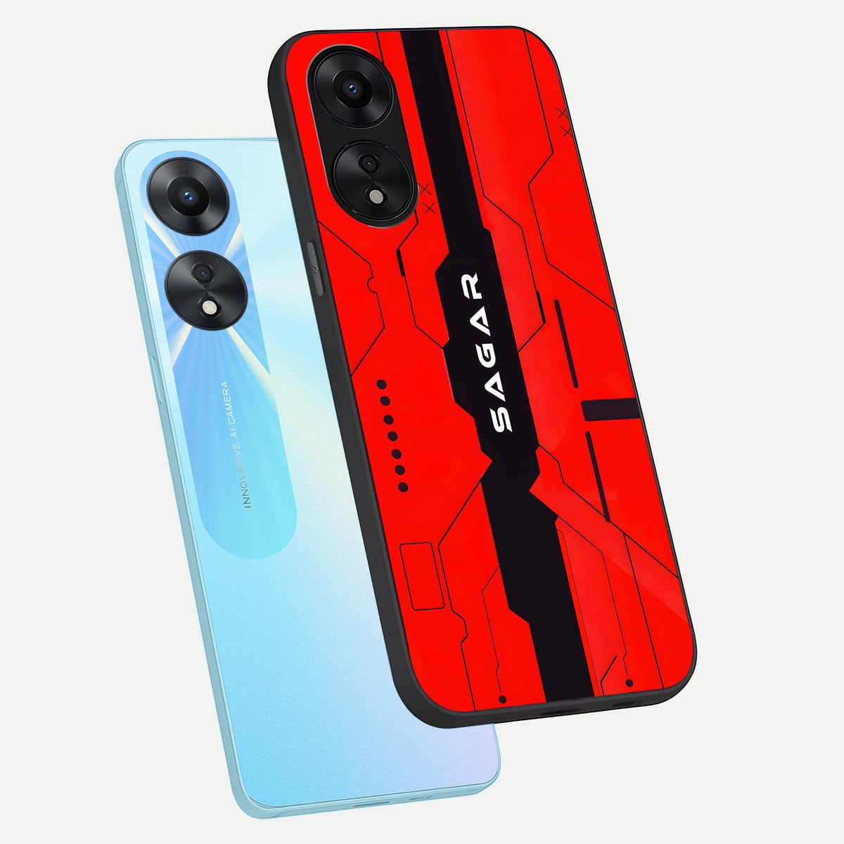  Voltage Rise CYBERPUNK Custom Name phone case For Oppo A78 5G showing premium custom name glass back cover