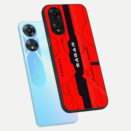  Voltage Rise CYBERPUNK Custom Name phone case For Oppo A78 5G showing premium custom name glass back cover