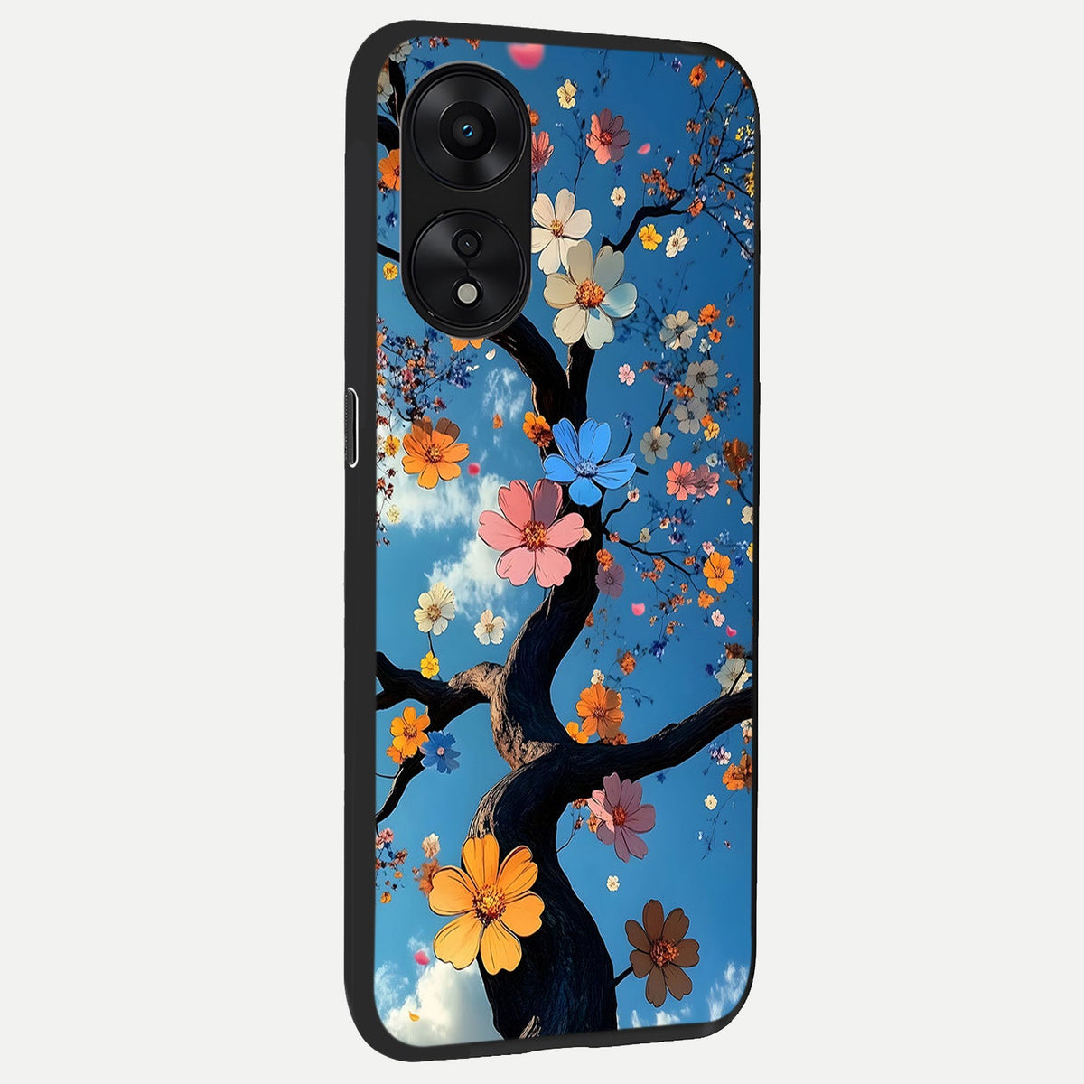  Blossom Dream Sky back cover For Oppo A78 5G slim fit glass case with vibrant aesthetic design