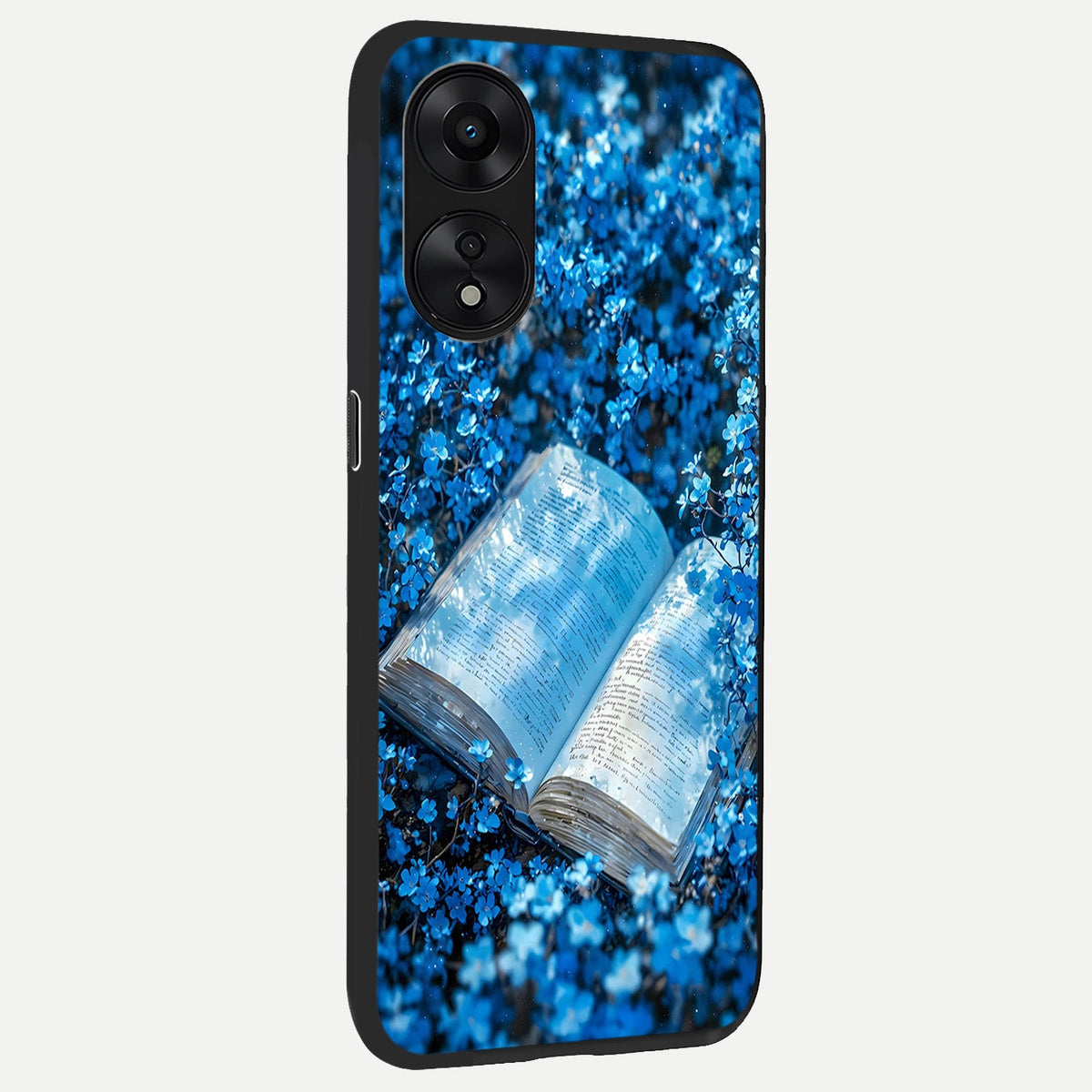  Blue Bloom Tales back cover For Oppo A78 5G slim fit glass case with vibrant aesthetic design