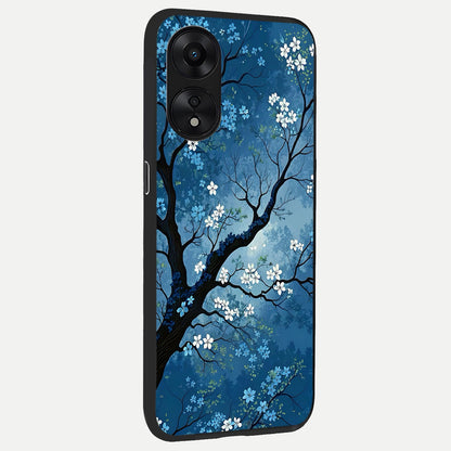  Blue Tree Serenity back cover For Oppo A78 5G slim fit glass case with vibrant aesthetic design