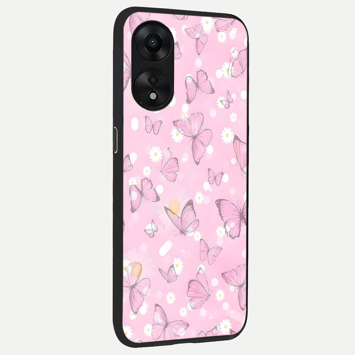  Blush Butterfly Garden back cover For Oppo A78 5G slim fit glass case with vibrant aesthetic design
