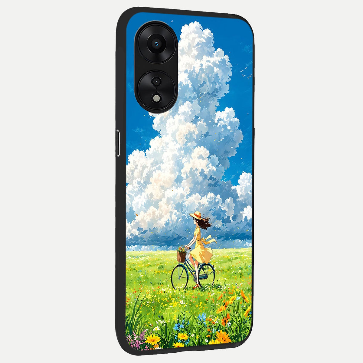  Breezy Meadow Ride back cover For Oppo A78 5G slim fit glass case with vibrant aesthetic design