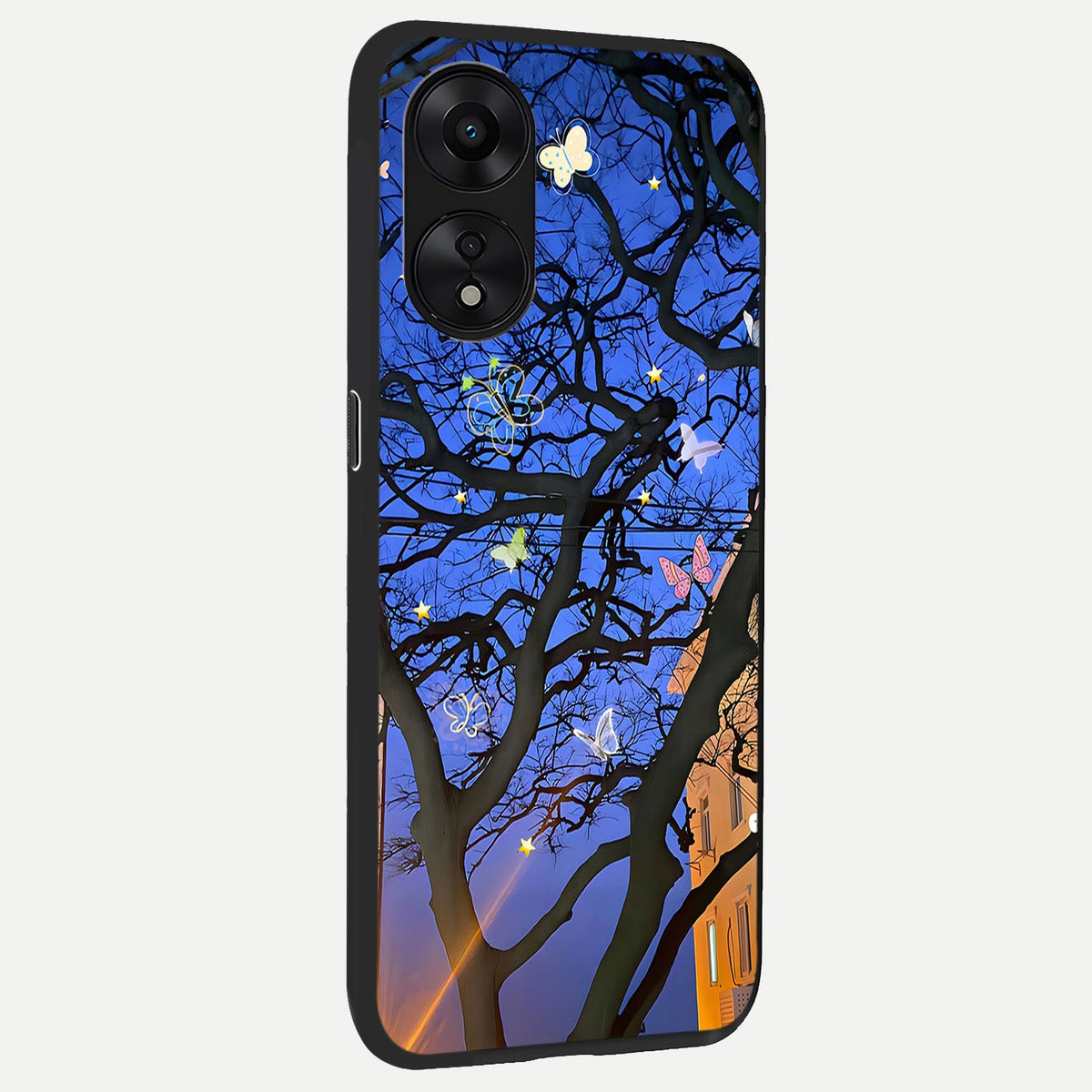  Butterfly Night Magic back cover For Oppo A78 5G slim fit glass case with vibrant aesthetic design