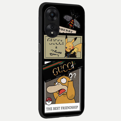  Cartoon Brand Play Mashup back cover For Oppo A78 5G slim fit glass case with vibrant aesthetic design