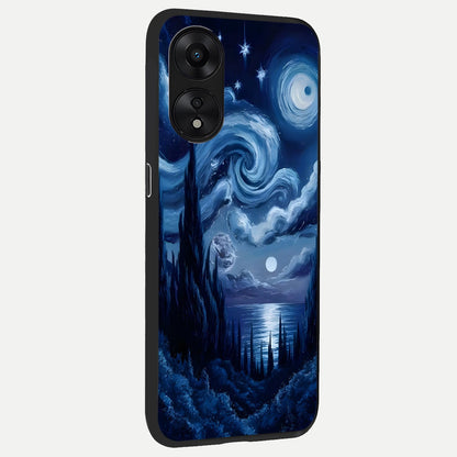  Celestial Dream Van Gogh back cover For Oppo A78 5G slim fit glass case with vibrant aesthetic design