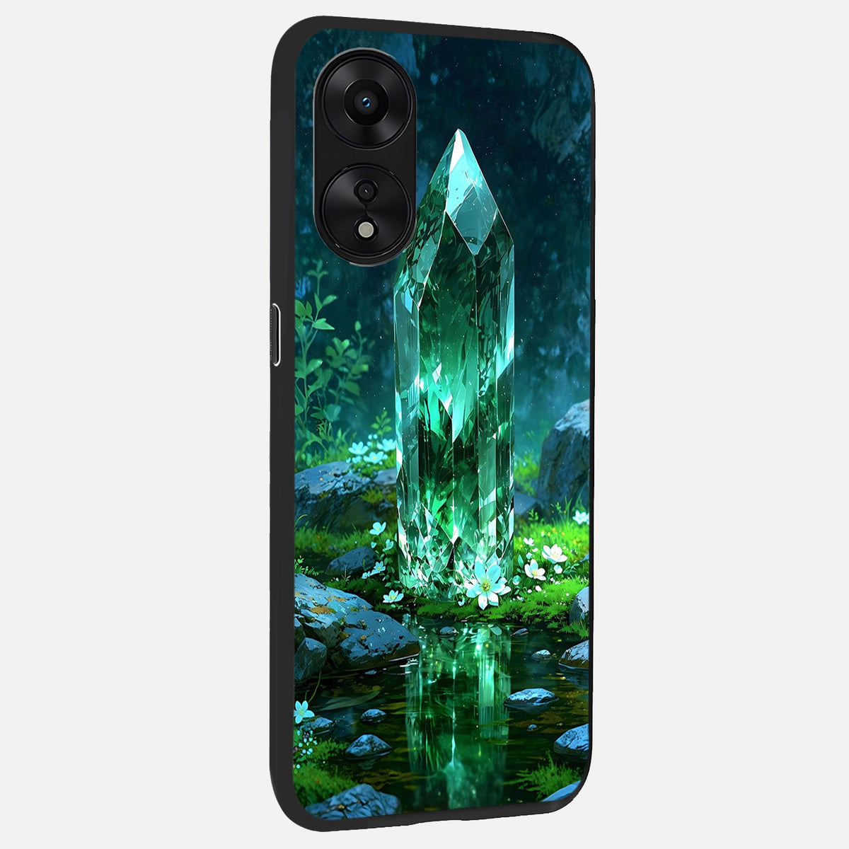  Emerald Light Crystal back cover For Oppo A78 5G slim fit glass case with vibrant aesthetic design