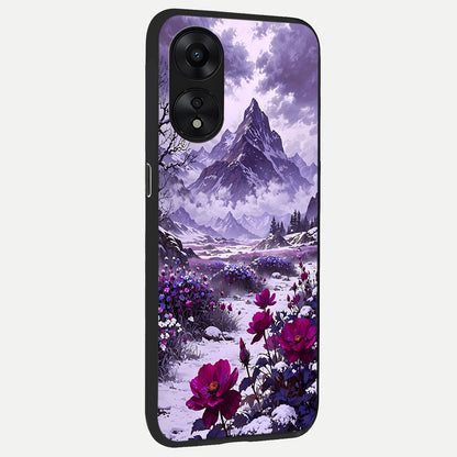  Flower Mountain View back cover For Oppo A78 5G slim fit glass case with vibrant aesthetic design