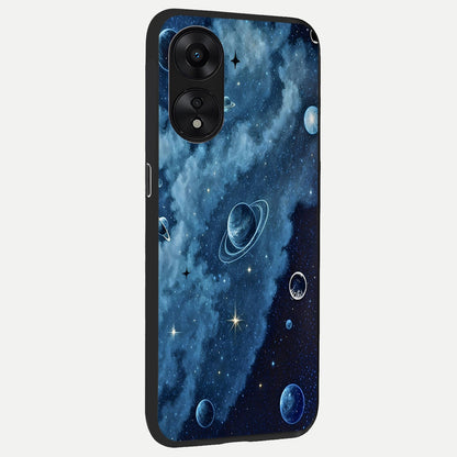  Galaxy Dream Space back cover For Oppo A78 5G slim fit glass case with vibrant aesthetic design