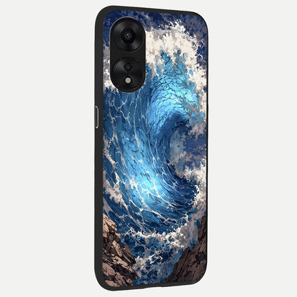  Giant Ocean Wave back cover For Oppo A78 5G slim fit glass case with vibrant aesthetic design