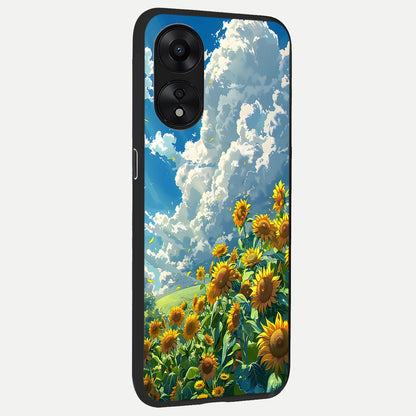  Golden Sun Glory back cover For Oppo A78 5G slim fit glass case with vibrant aesthetic design