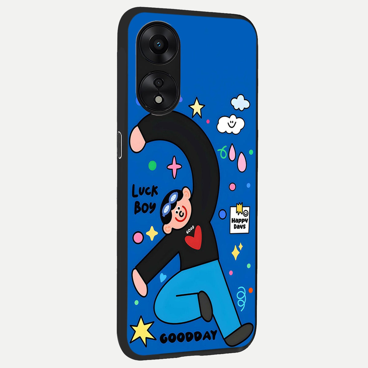  Happy Luck Vibe back cover For Oppo A78 5G slim fit glass case with vibrant aesthetic design