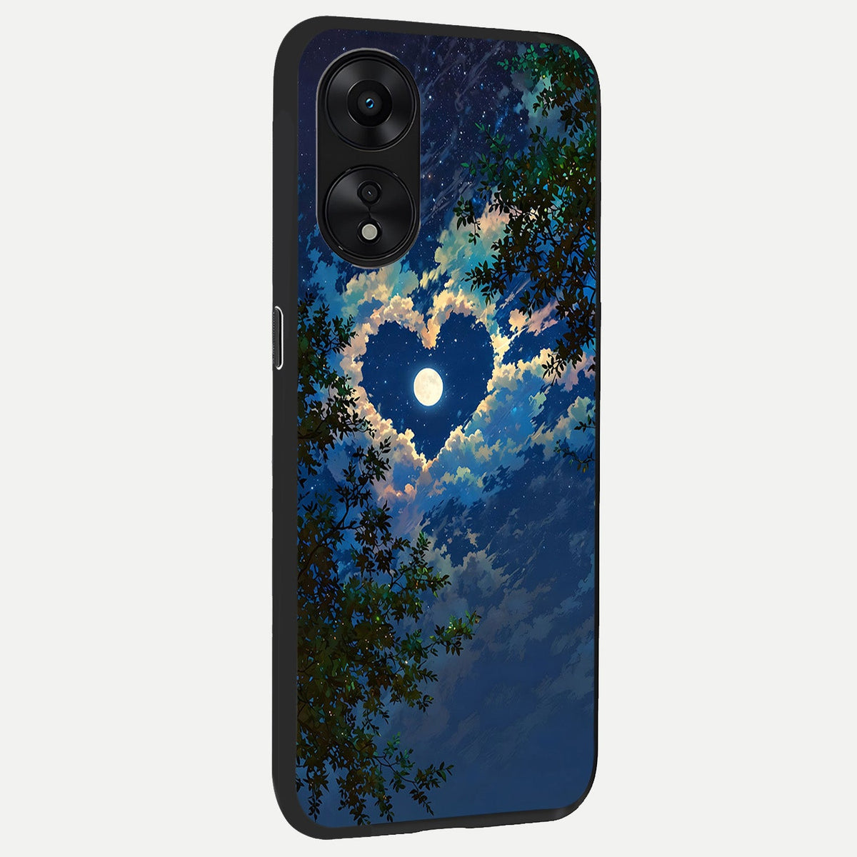  Heart With Moon Sky back cover For Oppo A78 5G slim fit glass case with vibrant aesthetic design