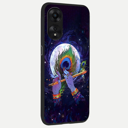  Krishna Hands Art back cover For Oppo A78 5G slim fit glass case with vibrant aesthetic design