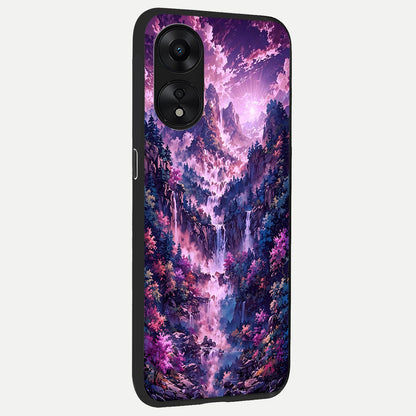  Mystic Cascade Peaks back cover For Oppo A78 5G slim fit glass case with vibrant aesthetic design