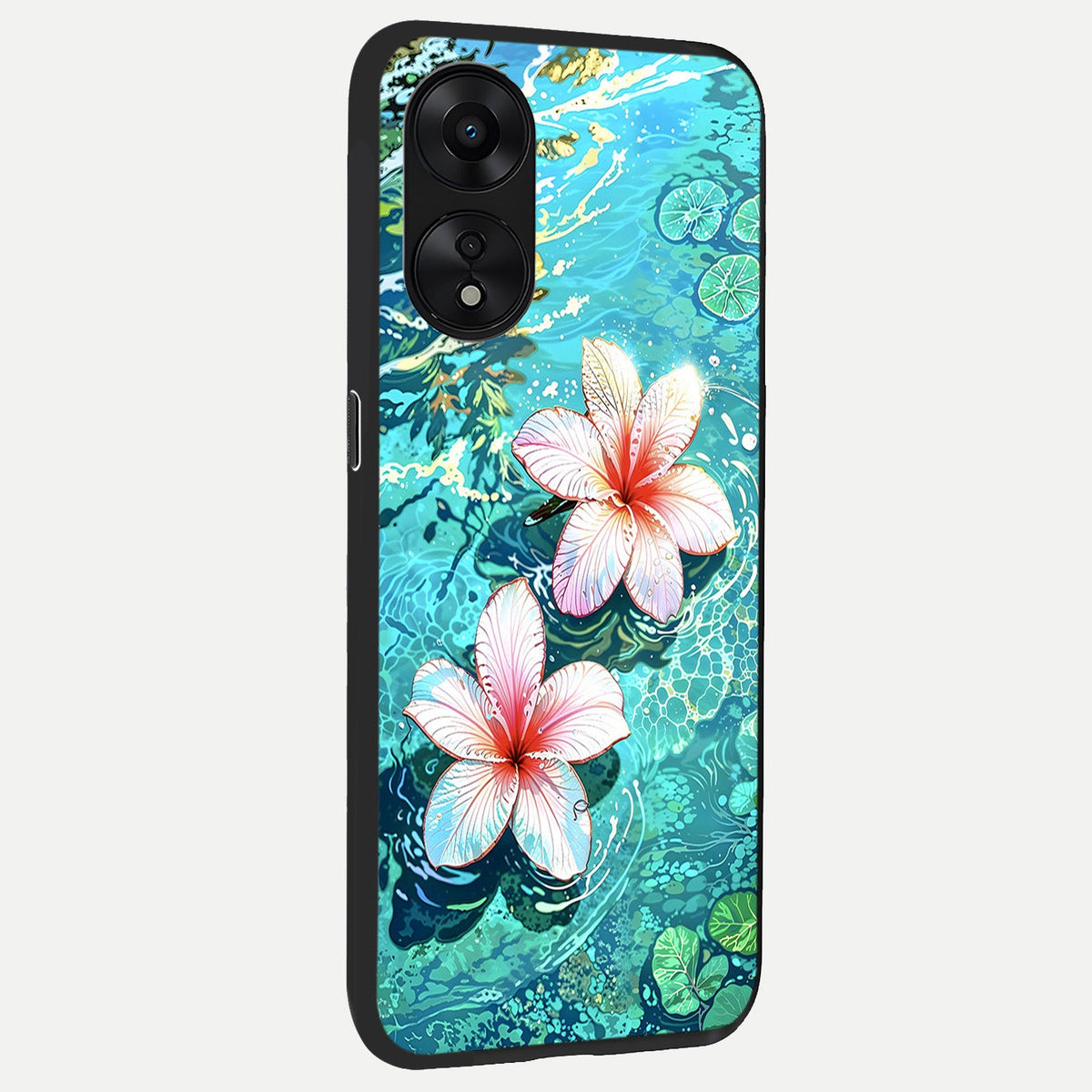 Pink Flowers in Water back cover For Oppo A78 5G slim fit glass case with vibrant aesthetic design