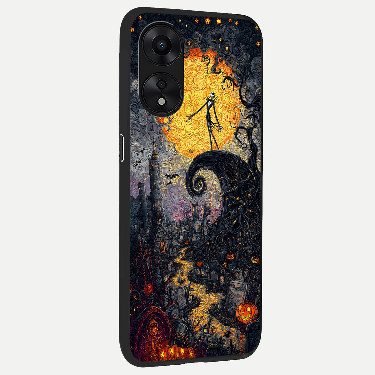  Pumpkin Moon Night back cover For Oppo A78 5G slim fit glass case with vibrant aesthetic design