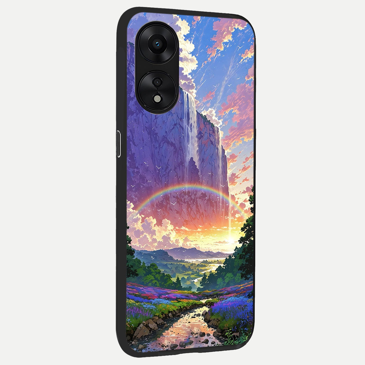  Rainbow Valley Dream back cover For Oppo A78 5G slim fit glass case with vibrant aesthetic design