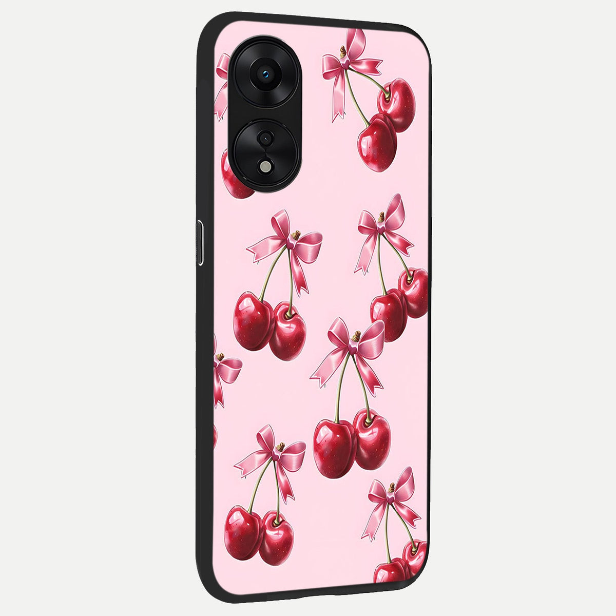  Red Cherries Pattern back cover For Oppo A78 5G slim fit glass case with vibrant aesthetic design