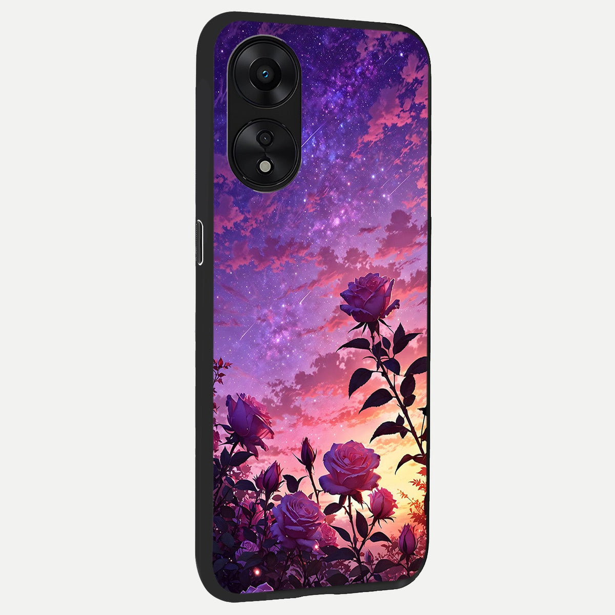  Starlit Rose Twilight back cover For Oppo A78 5G slim fit glass case with vibrant aesthetic design