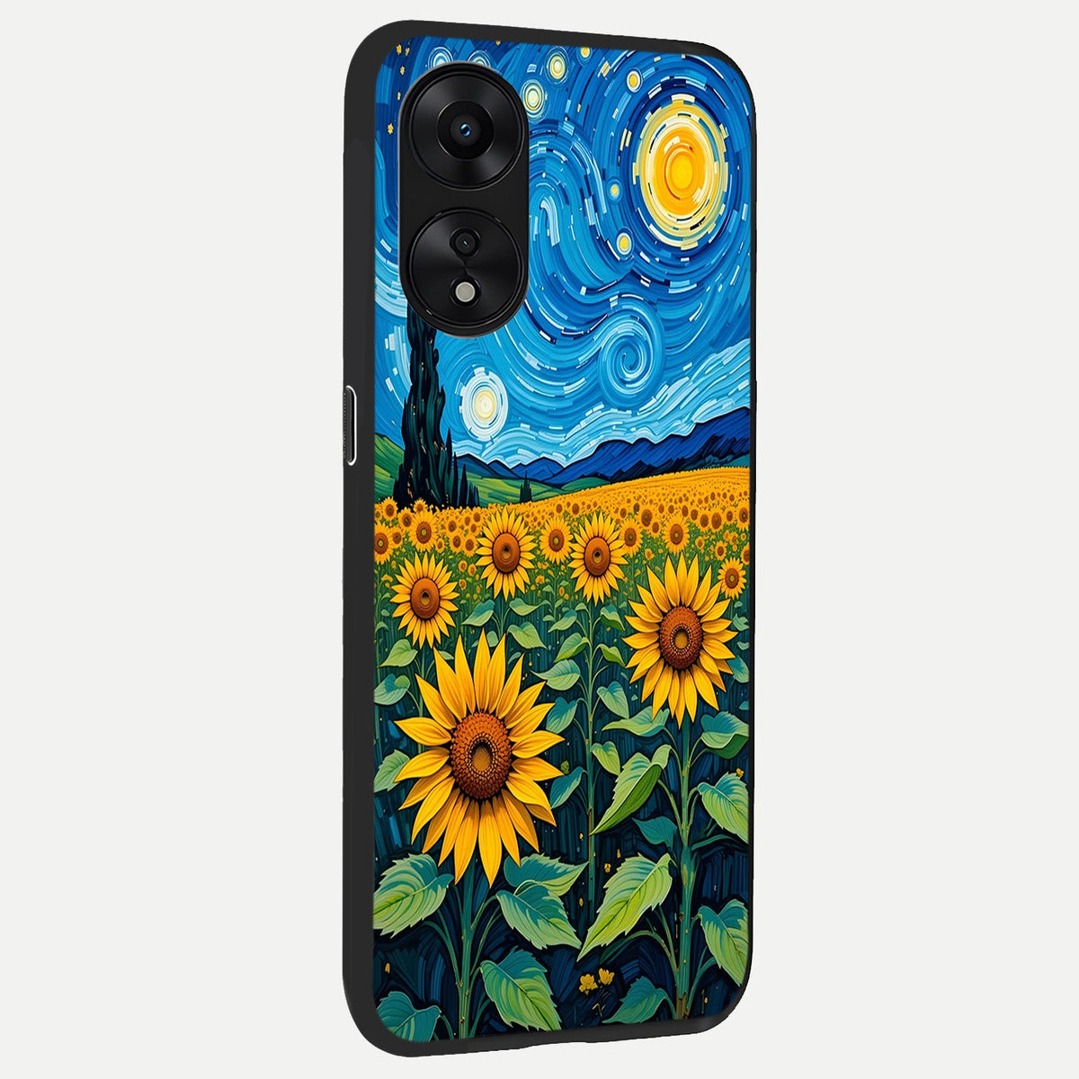  Starry Sunflower Dreams back cover For Oppo A78 5G slim fit glass case with vibrant aesthetic design