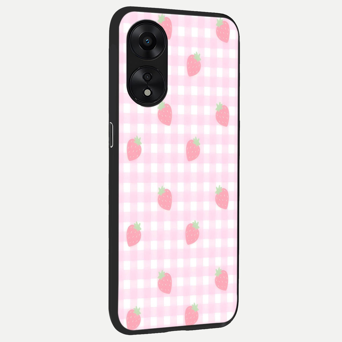  Strawberry Picnic Love back cover For Oppo A78 5G slim fit glass case with vibrant aesthetic design