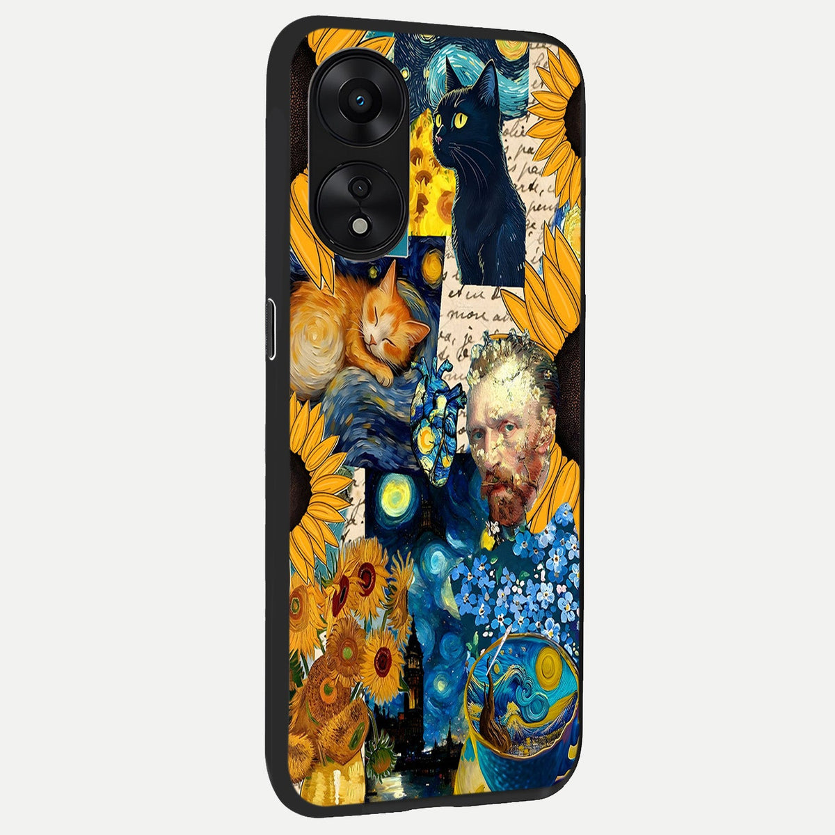  Sunflower Chic Mood Custom Name back cover For Oppo A78 5G slim fit glass case with vibrant aesthetic design