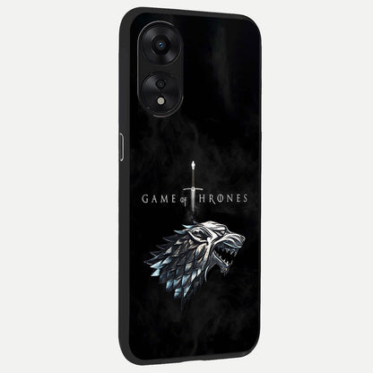  Throne Wolf Legacy back cover For Oppo A78 5G slim fit glass case with vibrant aesthetic design