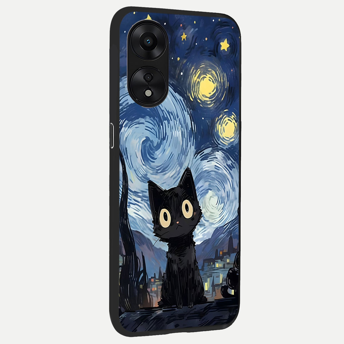 Van Gogh Cat back cover For Oppo A78 5G slim fit glass case with vibrant aesthetic design
