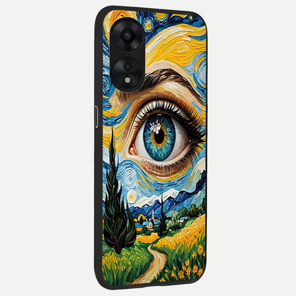  Van Gogh Eye back cover For Oppo A78 5G slim fit glass case with vibrant aesthetic design