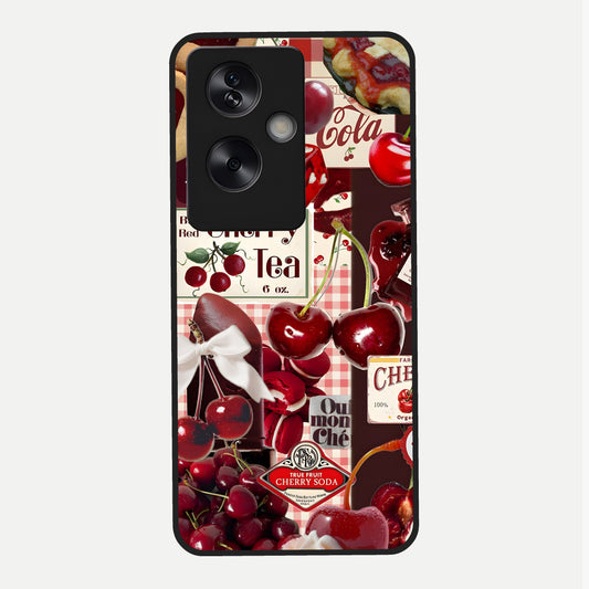  Aesthetic Cherry Tea Glass Case For Oppo A79 back cover – full design glossy printed glass finish