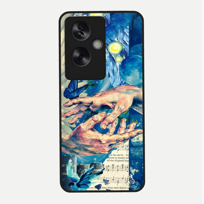  Aesthetic Divider Glass Case For Oppo A79 back cover – full design glossy printed glass finish