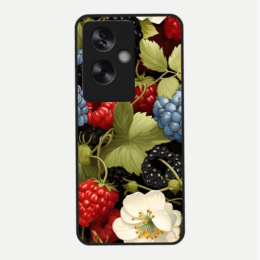  Berry Bloom Charm Glass Case For Oppo A79 back cover – full design glossy printed glass finish