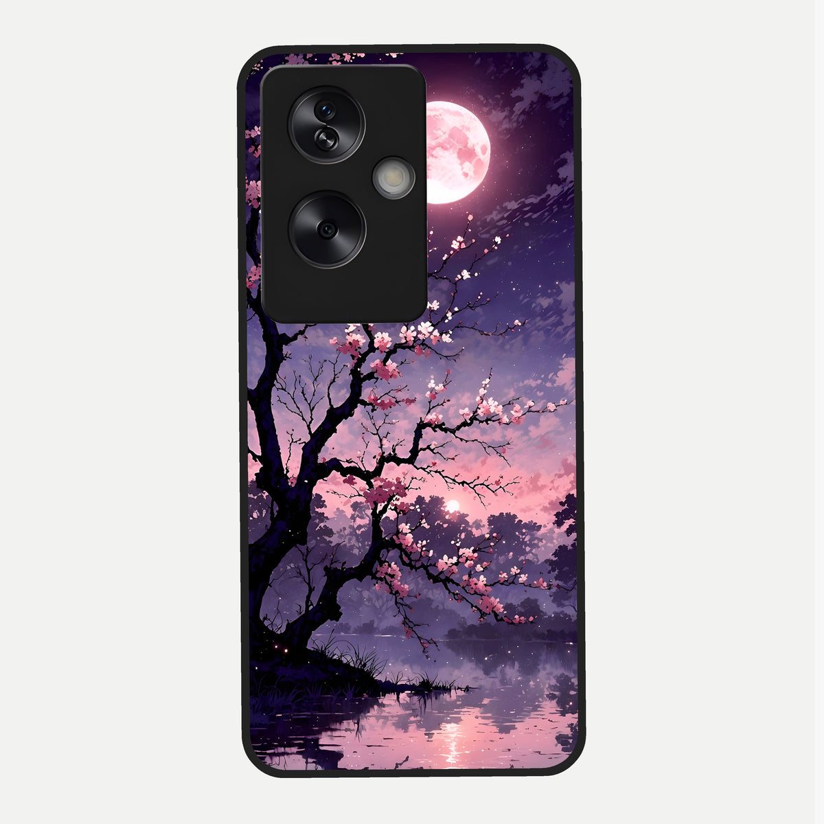  Blossom Pink Moon Glass Case For Oppo A79 back cover – full design glossy printed glass finish