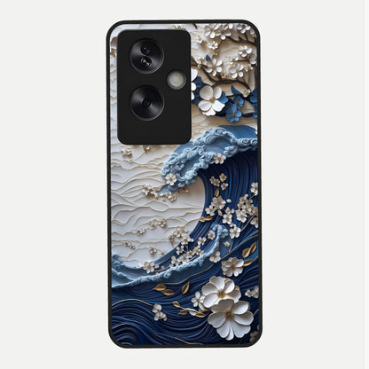  Blossom Wave Art Glass Case For Oppo A79 back cover – full design glossy printed glass finish