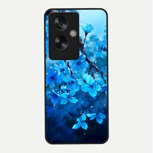  Blue Blossoms Branch Glass Case For Oppo A79 back cover – full design glossy printed glass finish