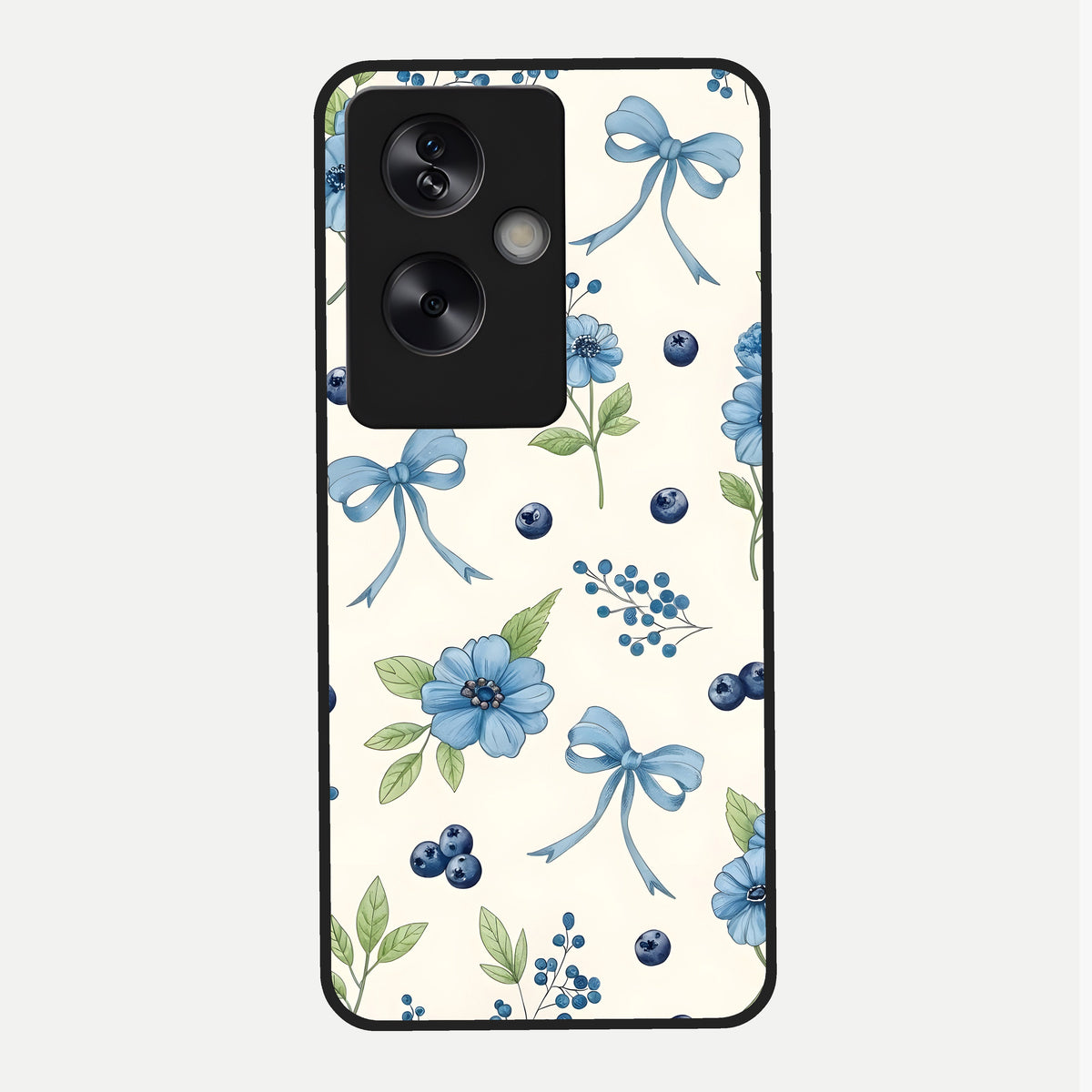  Blue Flower And Bow Glass Case For Oppo A79 back cover – full design glossy printed glass finish