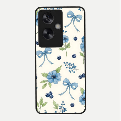  Blue Flower And Bow Glass Case For Oppo A79 back cover – full design glossy printed glass finish
